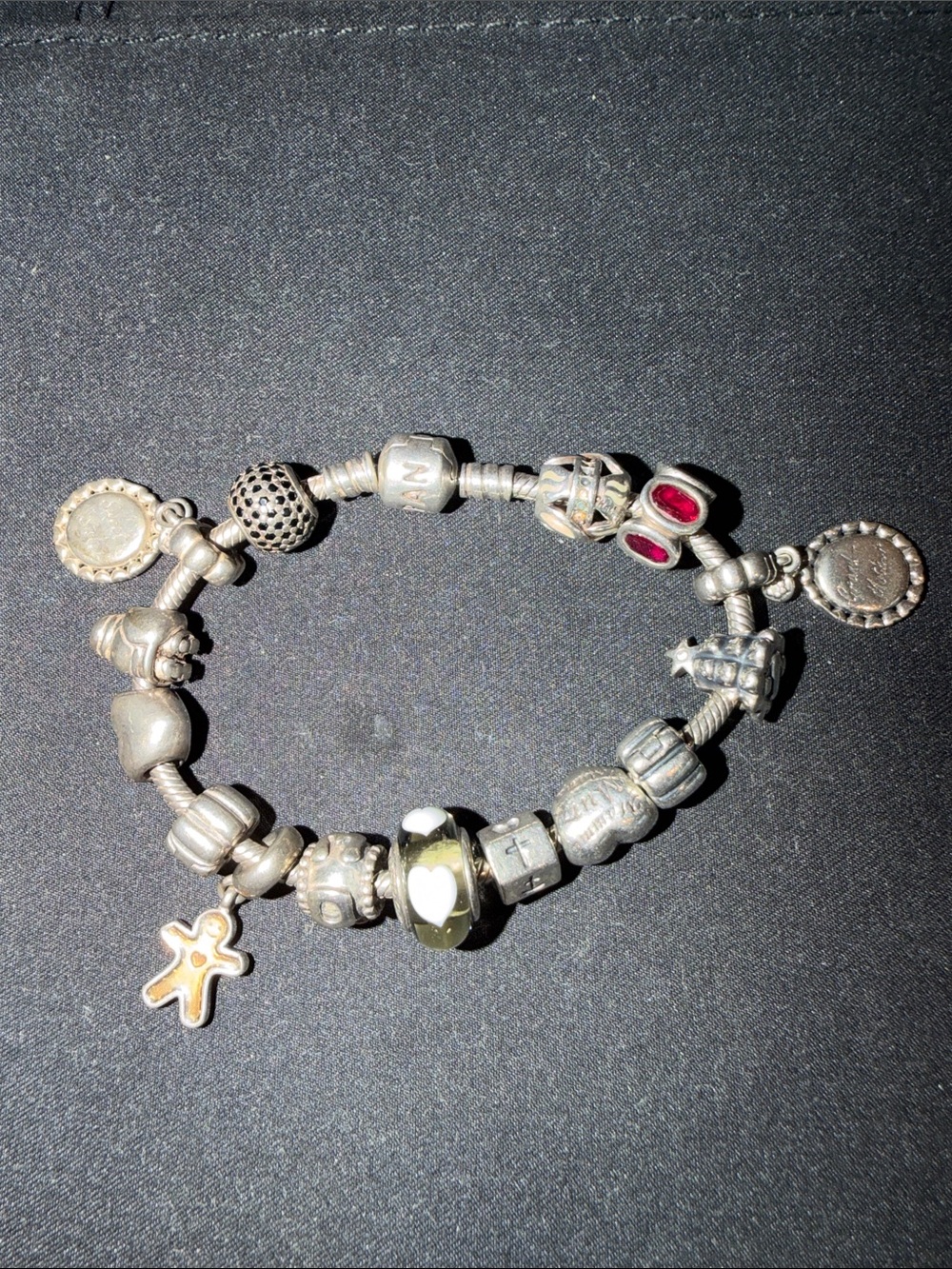 Pandora Sterling Silver 925 Charm Bracelet with 15 Charms